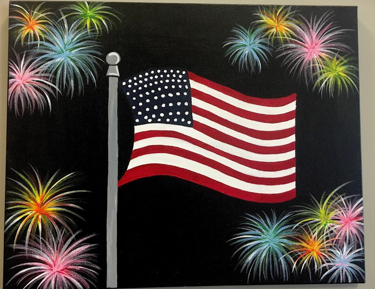 summer guided canvas flag fireworks